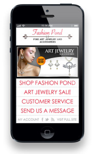 Mobile website for FashionPond.com built by WebWorkPro